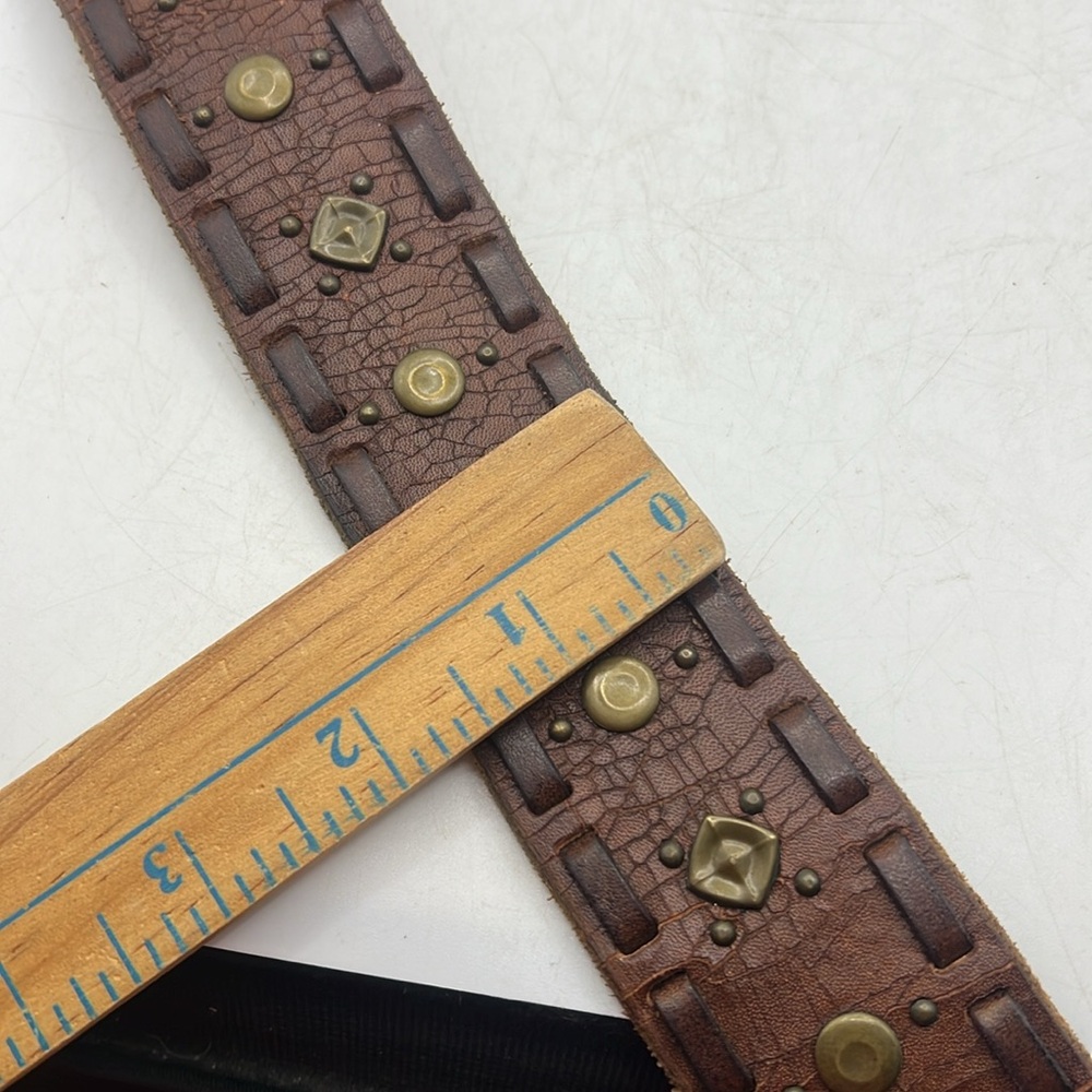 Lucky Brand Womens Belt Brown Leather Size XS Studded - Picture 9 of 9